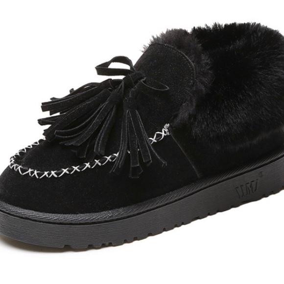 Black Tassel, wool ,suede shoes. - Picture 1 of 4